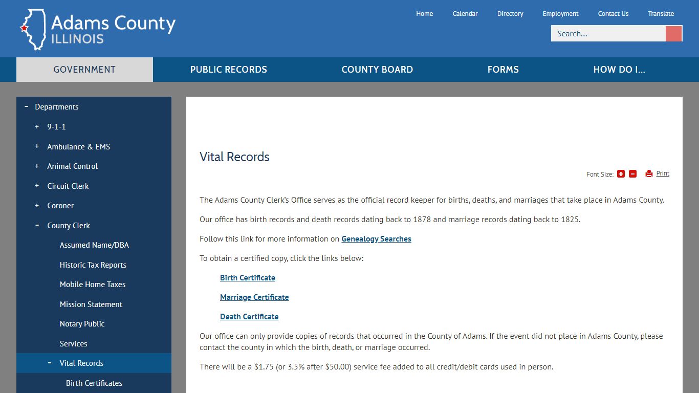Vital Records | Adams County, IL