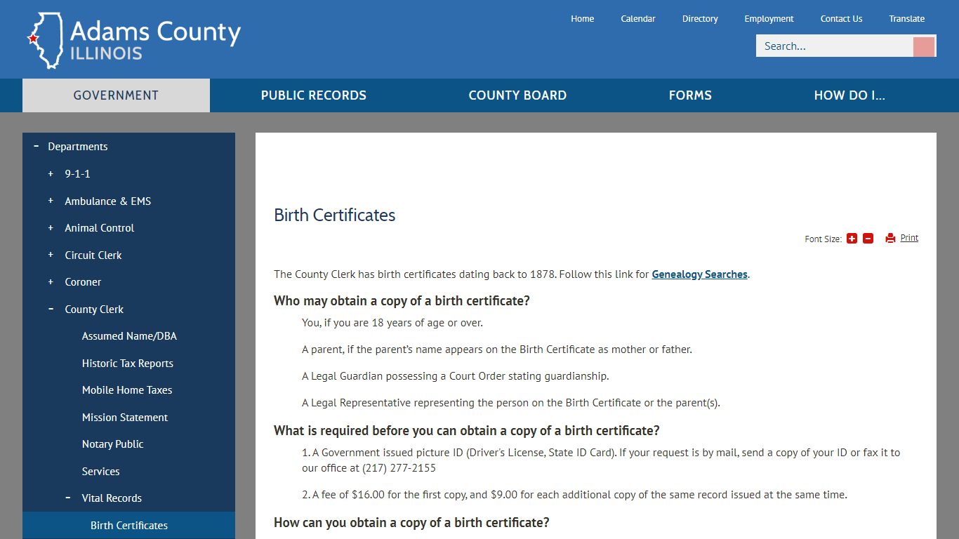 Birth Certificates | Adams County, IL